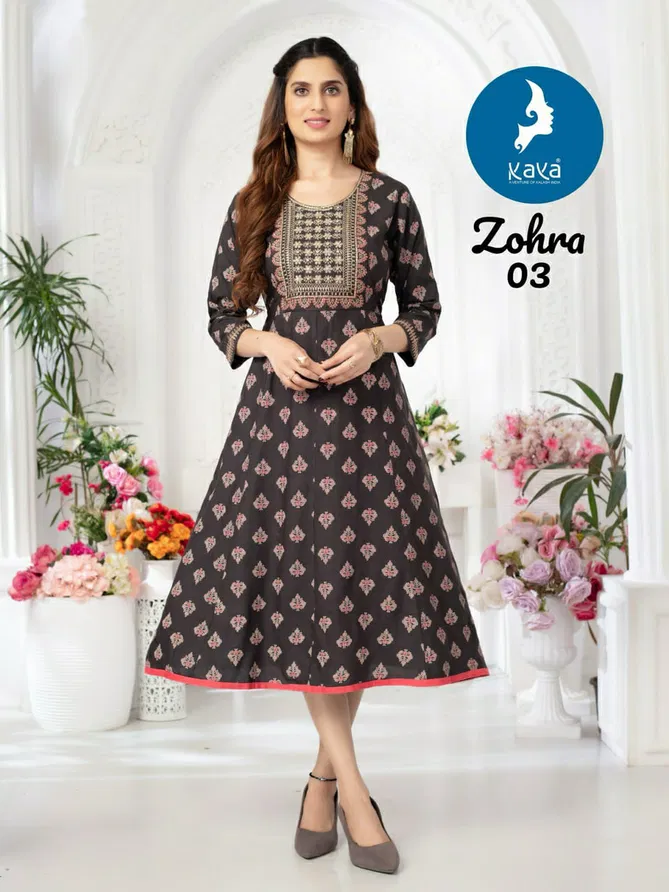 Zohra By Kaya Rayon Printed Kurtis Wholesale Market In Surat