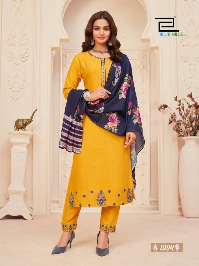 Blue Hills Dupatta Queen 1 Latest Designer Fancy Festive Wear Rayon Embroidery Work And Silai Pattern Readymade Collection
