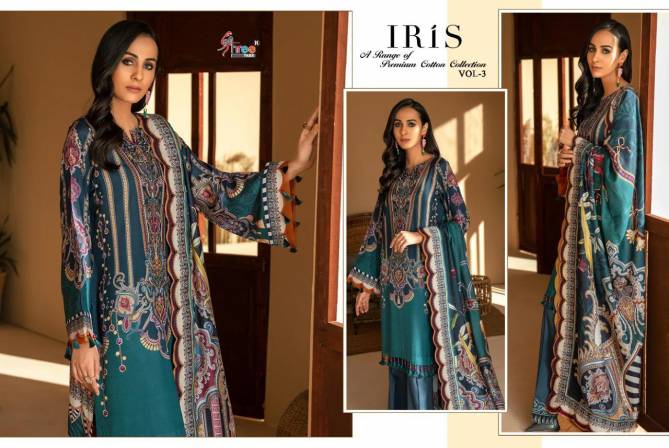 Shree Iris 3 Pure Jam Cotton print And embroidery Work  patch Top With Dupatta And Bottom Pakistani Salwar Suits Collection