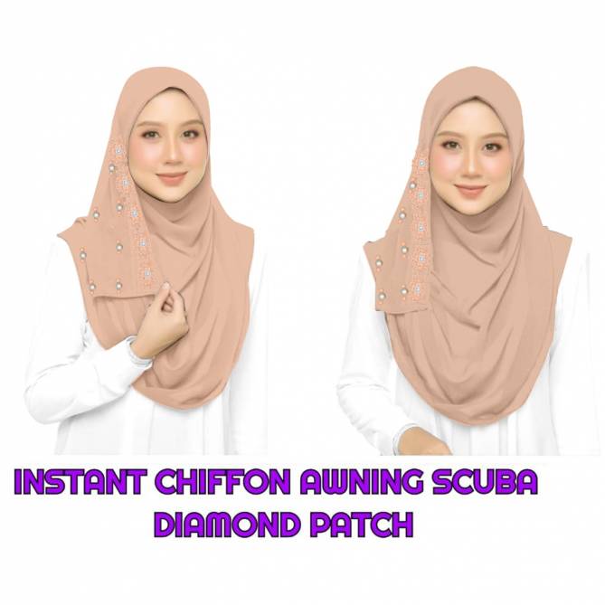 Latest Plain Hijab Collection In 14 Different Colour With Diamond Patch and Pearl 