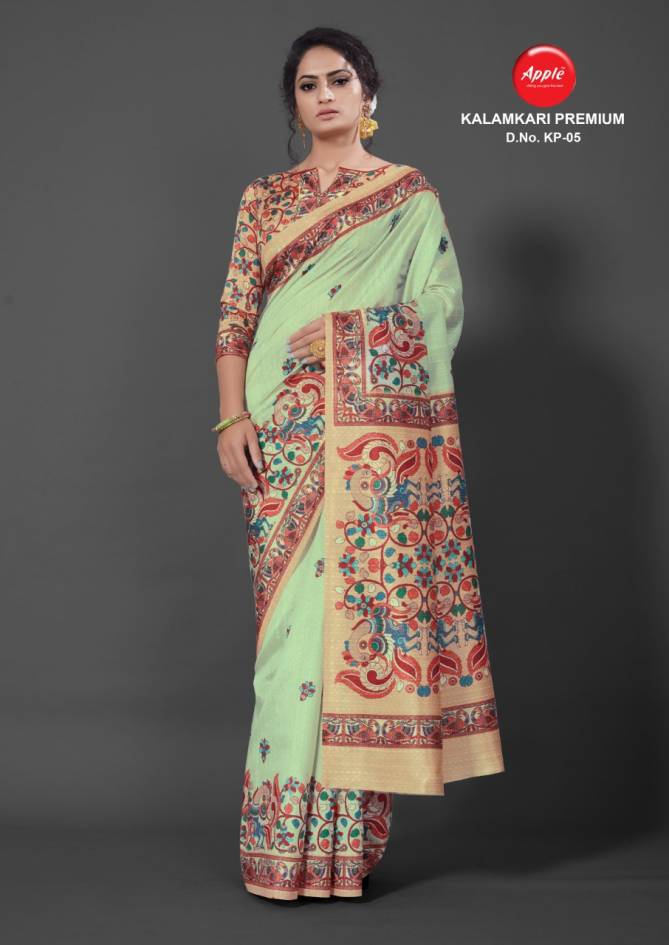 APPLE KALAMKARI PREMIUM KP-01 Fancy Festive Wear Digital Printed Bhagalpuri Silk Saree Collection