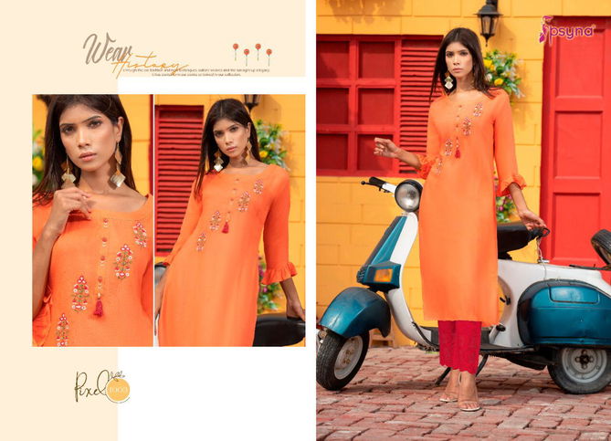 PSYNA PIXEL VOL-1 Latest Design Fancy Casual Wear Embroidery Kurtis with Handwork Rayon Collection