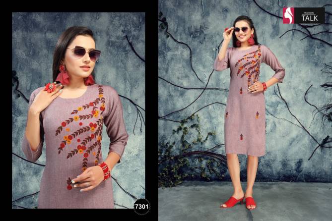 Ft Pinky Latest Fancy Designer Casual Wear Embroidery Designer Kurtis Collection
