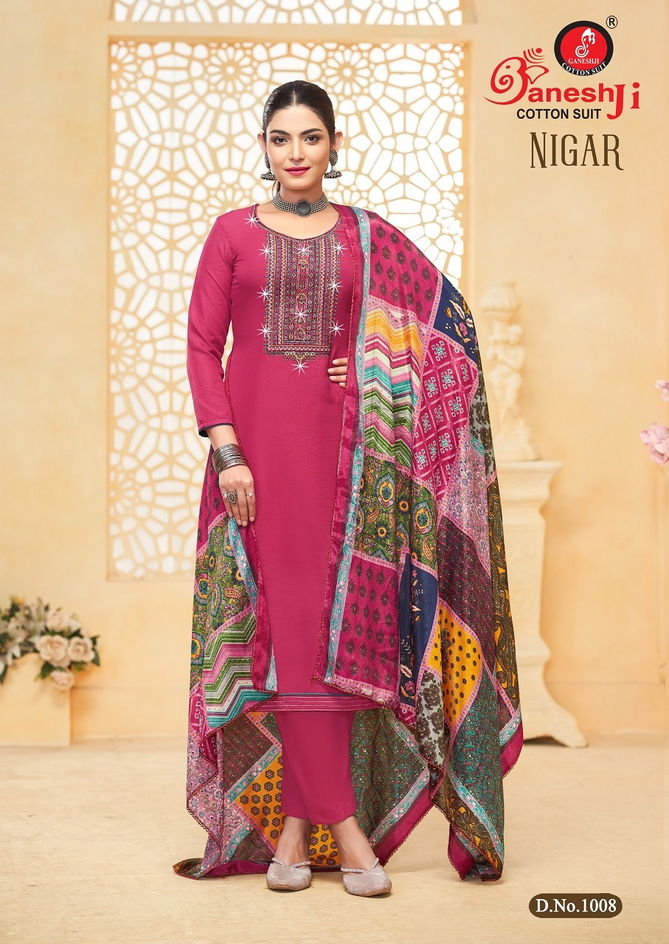 Nigar Vol 1 By Ganeshji Rayon Embroidery Dress Material Orders In India