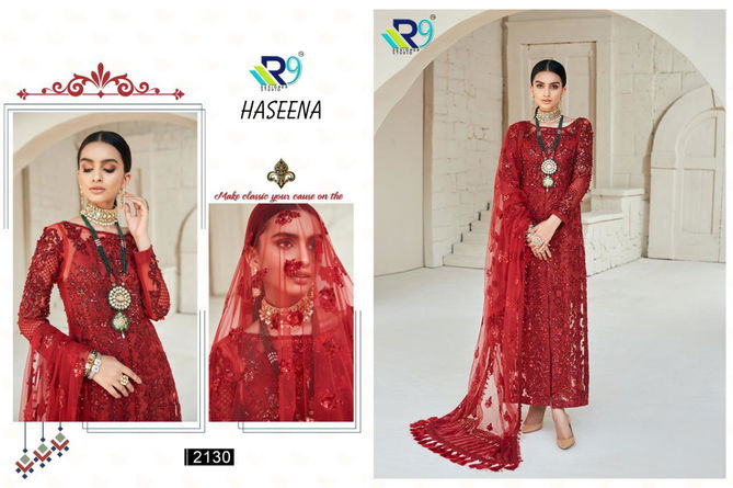 R9 Haseena Latest Designer Collection Of Faux Georgette Pakistani Salwar Suit With Embroidery Work And Handwork 