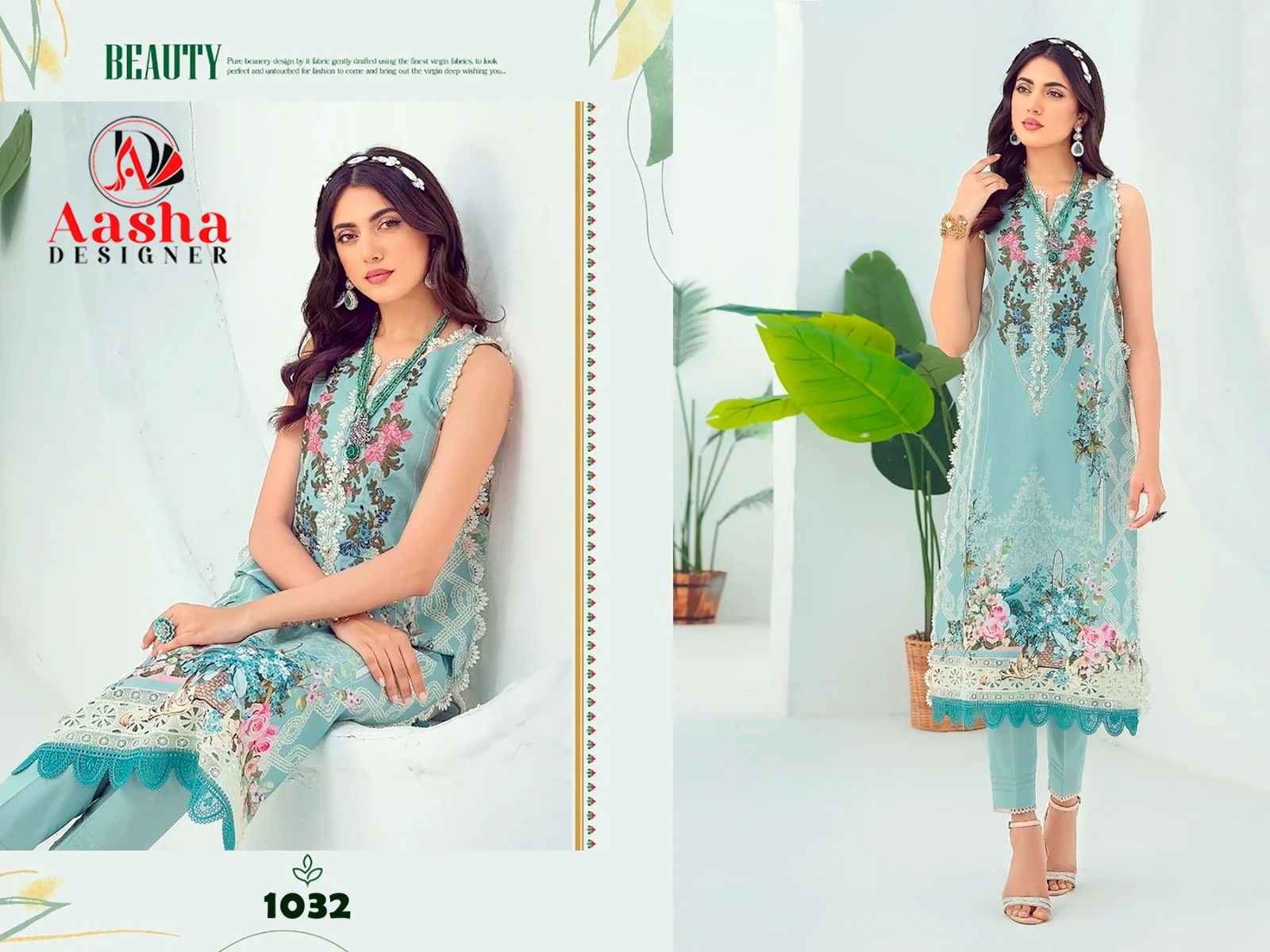 Aasha 1032 Cotton Embroidery Pakistani Suits Catalog