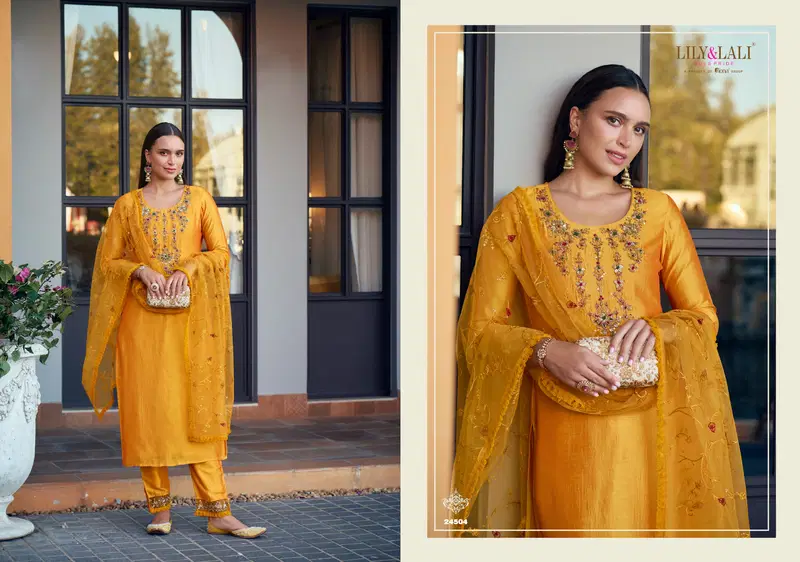 Maria 9 Vol 5 By Lily And Lali Vichitra Silk Kurti With Bottom Dupatta Orders In India