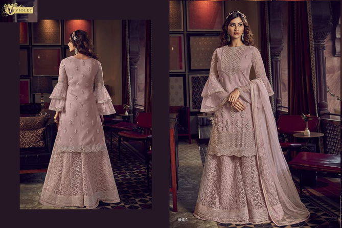 Swagat Violet Snow White Latest Designer Heavy Work Wedding Wear Salwar Suits Collection 