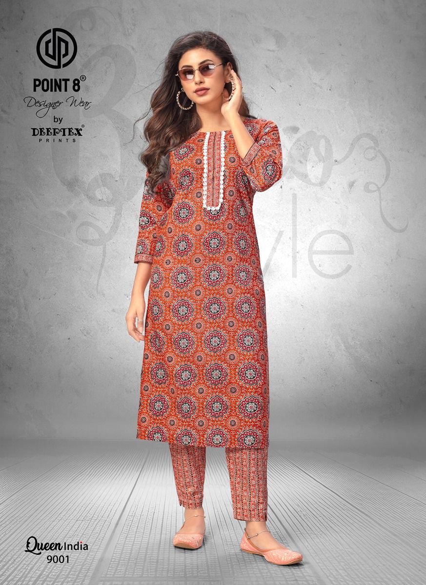 Queen India Vol 9 By Deeptex Cotton Printed Kurti With Bottom Exporters In India