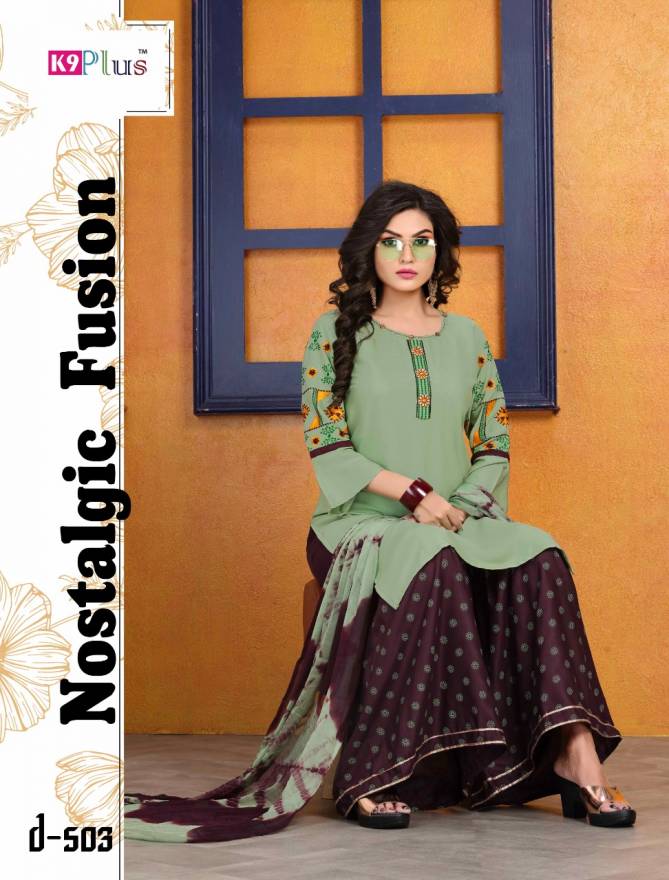 K9 Plus Akansha Latest Fancy Designer Ethnic Wear Heavy Rayon With Embroidery Work Readymade Sharara Suit Collection
