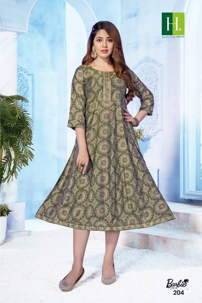 Barbie Vol 2 By Hirwa Printed Anarkali Kurtis Catalog