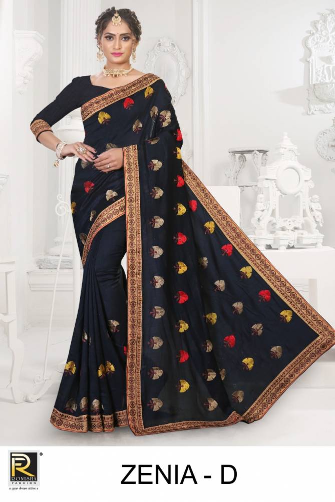 Ronisha Zenia New Exclusive Wear Vichitra Silk Heavy Saree Collection