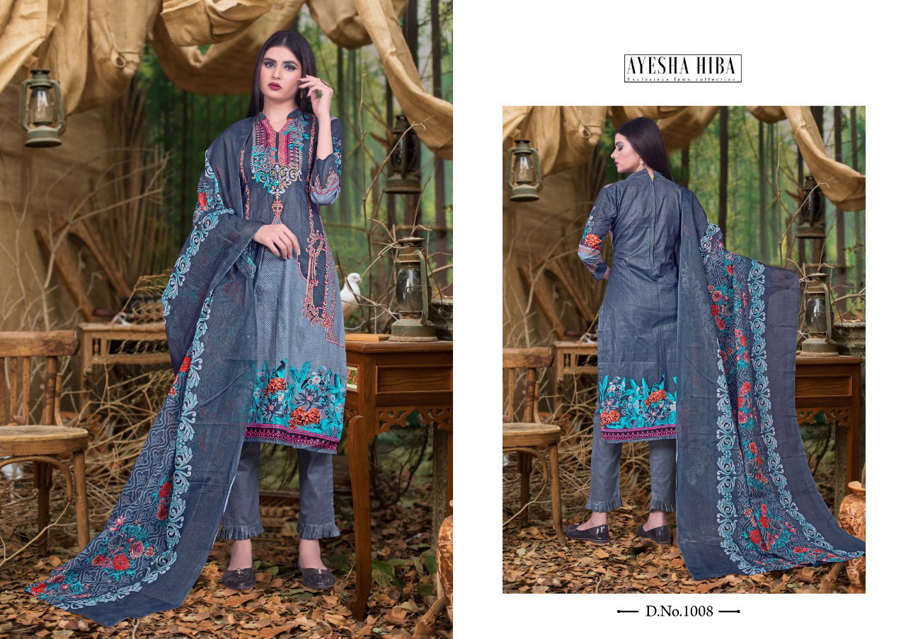 Ayesha Hiba Latest Fancy Designer Casual Wear Lawn Cotton Karachi Dress Materials Collection
