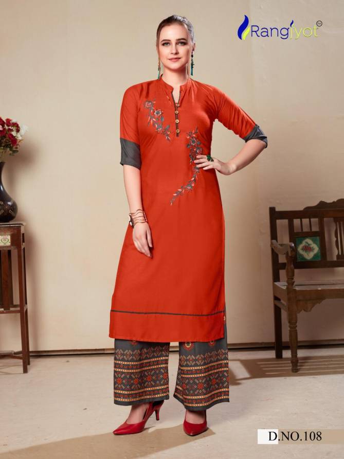 RANGJYOT MORIE VOL-1 Latest fancy Ethnic Wear Heavy rayon With embroidery work Kurtis Collection