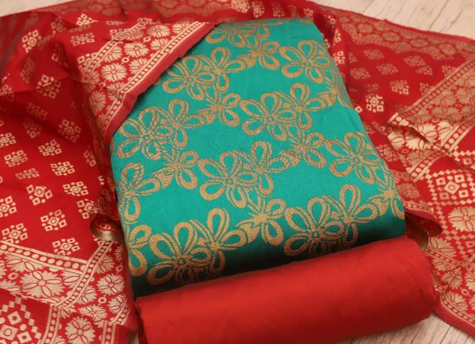 Rnx Jacquard Gold 3 Festive Wear Banarasi Jacquard Dress Material Collection  