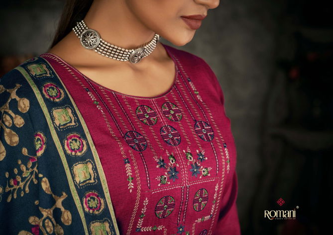 Patiyala Dreams By Romani Pashmina Kurti Bottom With Dupatta Dress Material Catalog