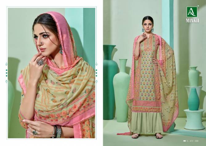 Alok Minkii Designer Pure Cambric Cotton Digital Style Print with Embroidery With Swarovski Diamond Work Salwar Suit Collection With Pure Nazneen Chiffon Print Dupatta
