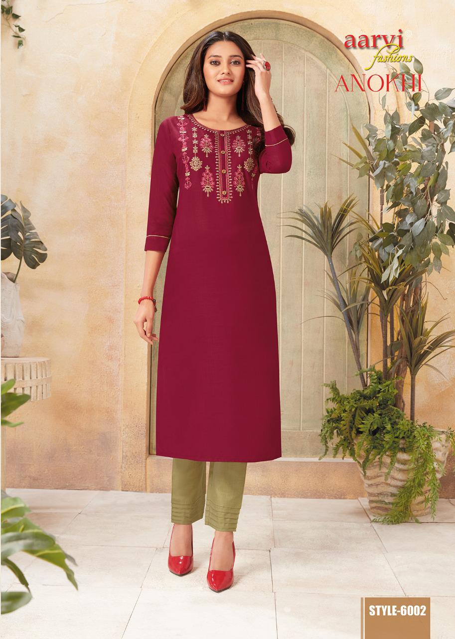 Aarvi Anokhi 1 Designer Ethnic Wear Cotton Kurti With Pant Collection