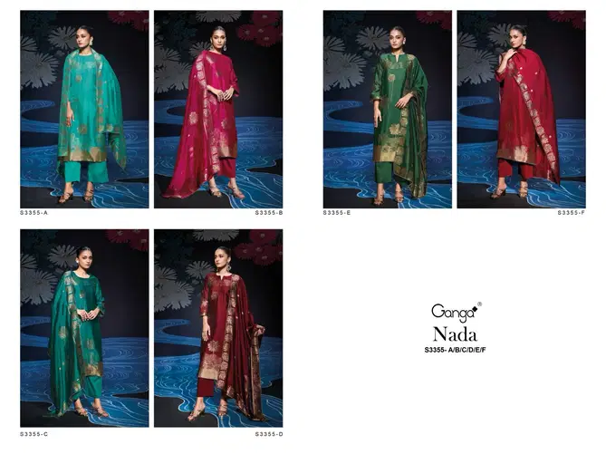 Nada 3355 By Ganga Visoce Designer Dress Material Suppliers In India