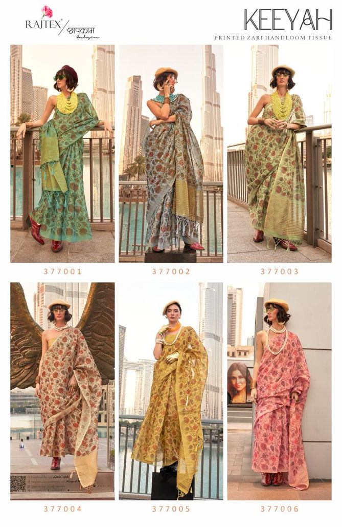 Keeyah By Rajtex Printed Zari Tissue Sarees Exporters In India