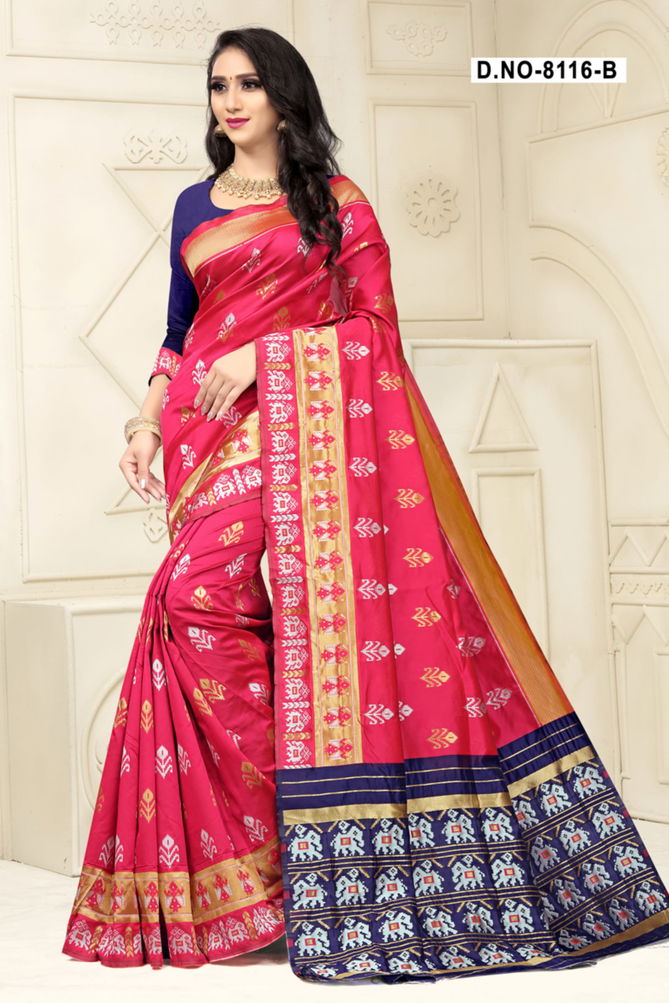 Udrop 8116 Latest Deaigner Fancy Wedding Wear Printed Handloom Cotton Silk Sarees Collection