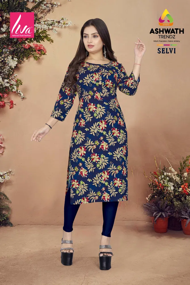 3 Selvi Ultra Premium Rayon Foil Printed Wholesale Kurti Suppliers In India