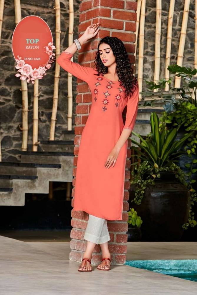 Awesome 3 Latest Fancy Designer Long Casual Wear Rayon Kurtis Collection
