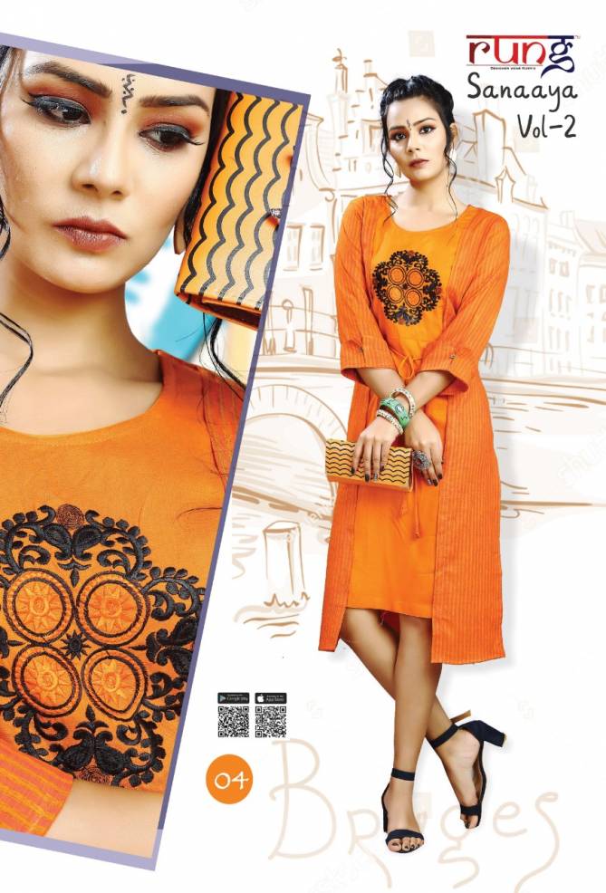 Rung Sanaaya Vol 2 Latest Designer Casual Wear Kurtis Collection With Beautiful Work 