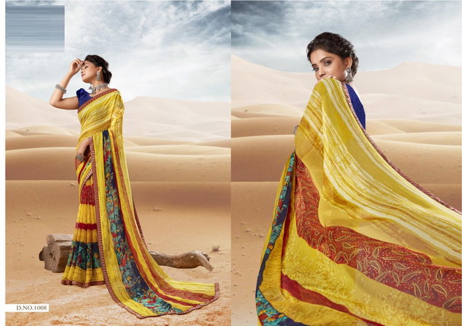 Kesariya Designer New Fancy Regular Wear Printed Georgette Designer Saree Collection