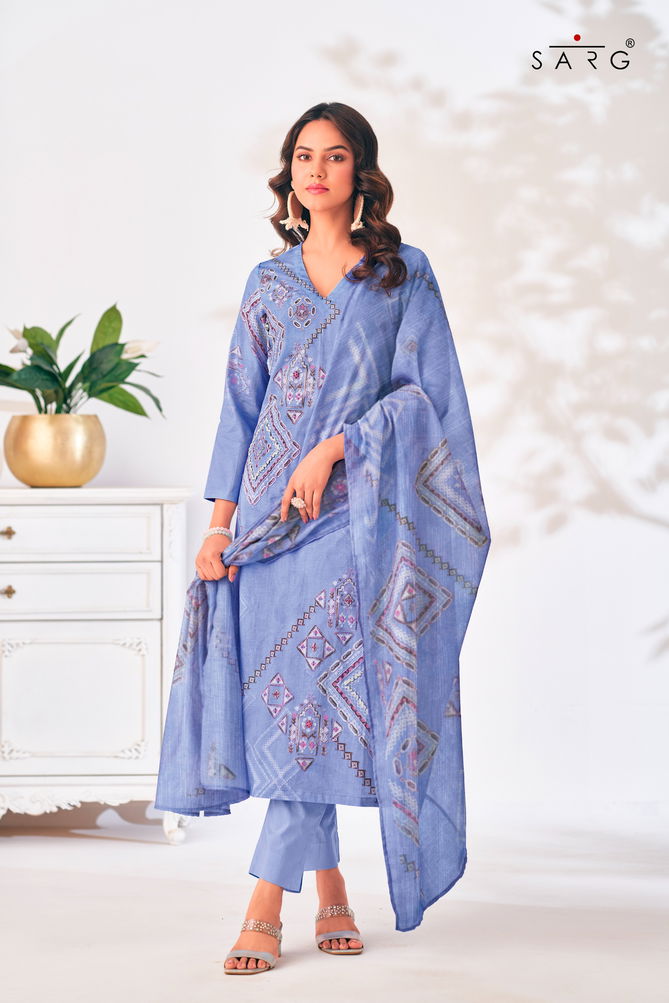 Zerina By Sarg Muslin Silk Digital Printed Dress Material Wholesale In India