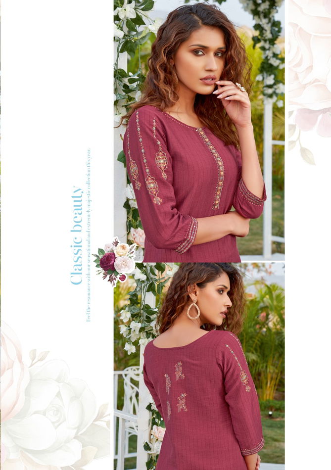 Koodee Sanvi 1 Latest fancy Festive Wear Viscose Embroidery Work Kurtis With Bottom Collection
