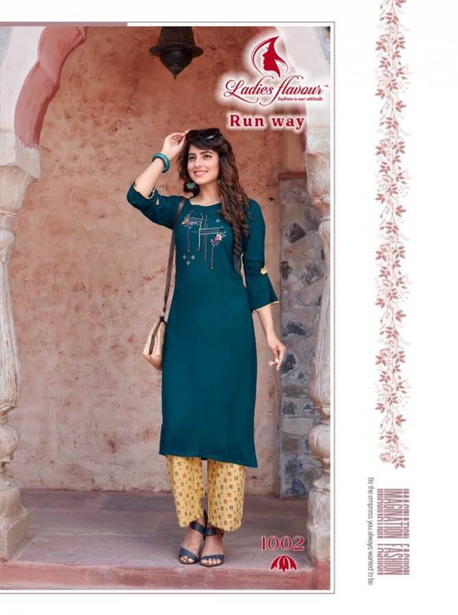 Ladies Flavour Run Way Latest Casual Wear Embroidered Kurtis With Plazzo Collection 
