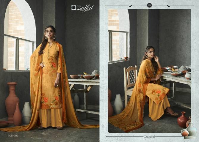 Zulfat Gulmohar 4 Designer Festive Wear Digital Print Top with four side lace Dupatta Pure cotton salwar Dress Material Collection
