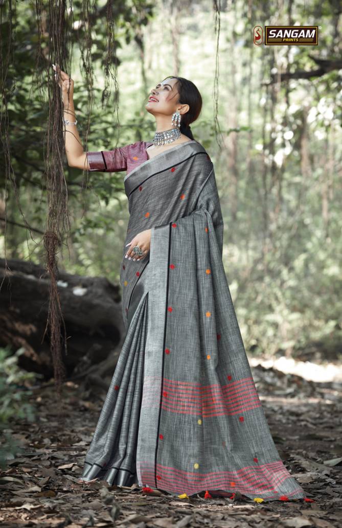 Sangam Sangeet Latest Casual Wear Linen Cotton Sarees Collection