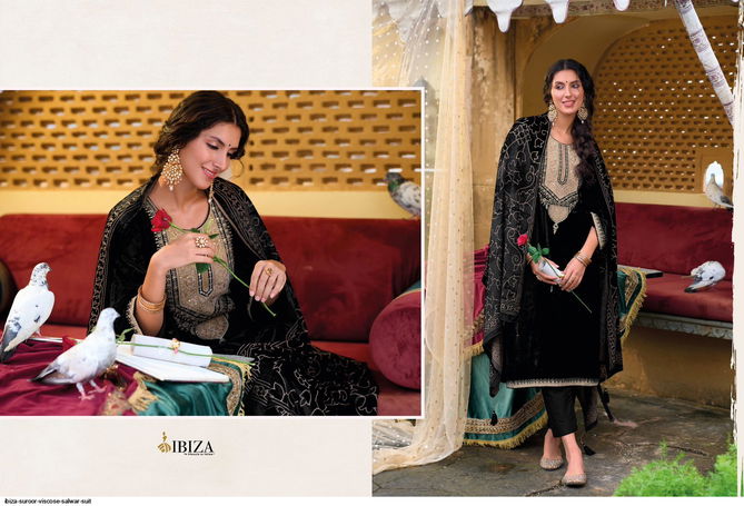 Suroor By Ibiza Velvet Embroidered Salwar Kameez Exporters In India