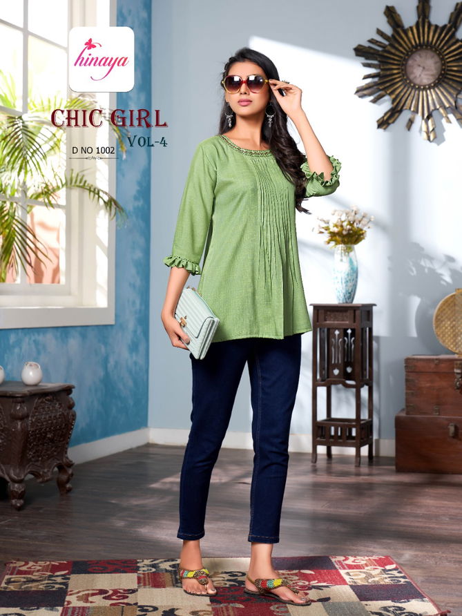 Hinaya Chic Girl 4 Ethnic Wear Rayon Printed Short Top Collection