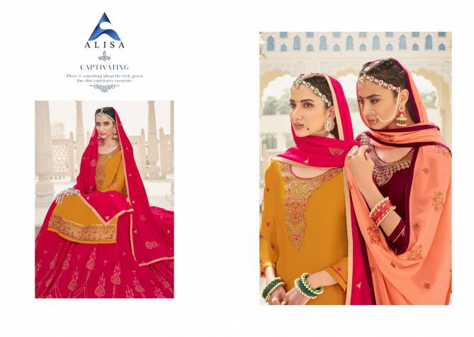 Alisa Kiara 6 Festive Wear Latest Designer Kurta With Georgette Bottom Salwar Suits Collection
