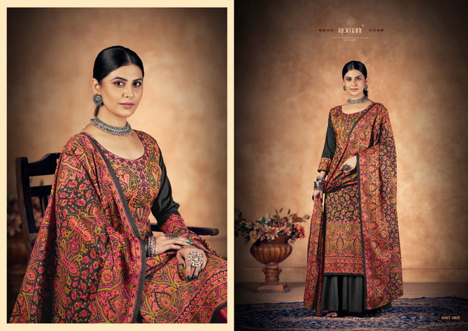 Kashmiri Kali By Romani Pashmina Dress Material Catalog