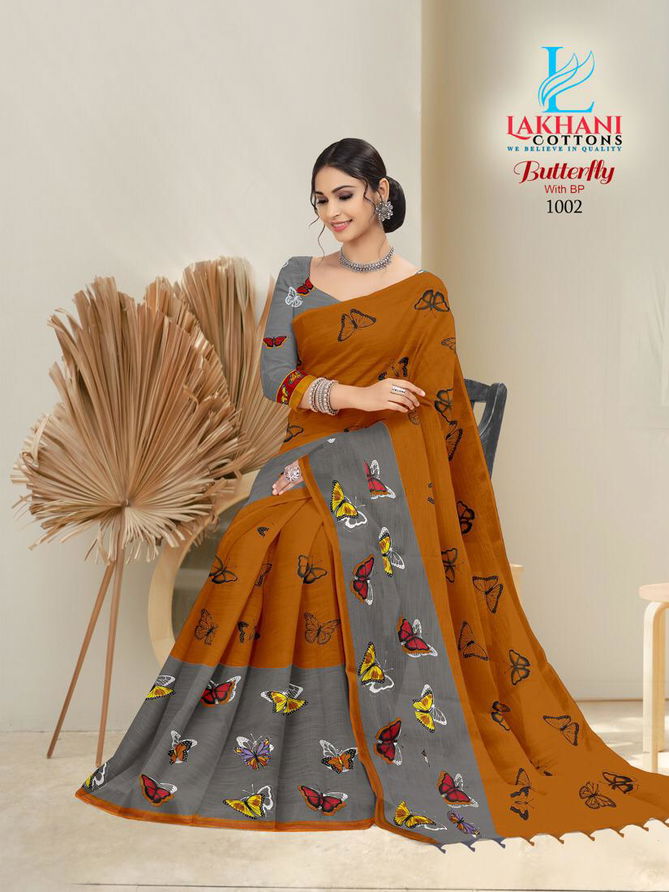 Lakhani Butterfly Pure Cotton Latest Printed Casual Wear Designer Cotton saree Collection
