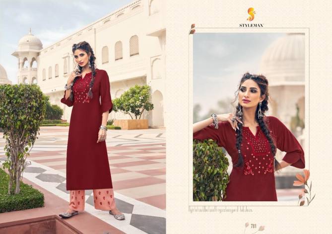 Stylemax Ananya 6 Latest Designer Fancy Ethnic Wear Rayon Worked Kurti With Bottom Collection

