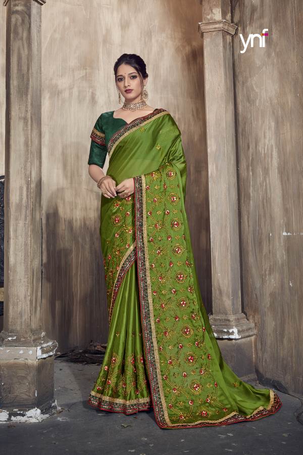 Ynf Copper Rangoli Heavy Wedding Wear Crepe Silk Designer Saree Collection