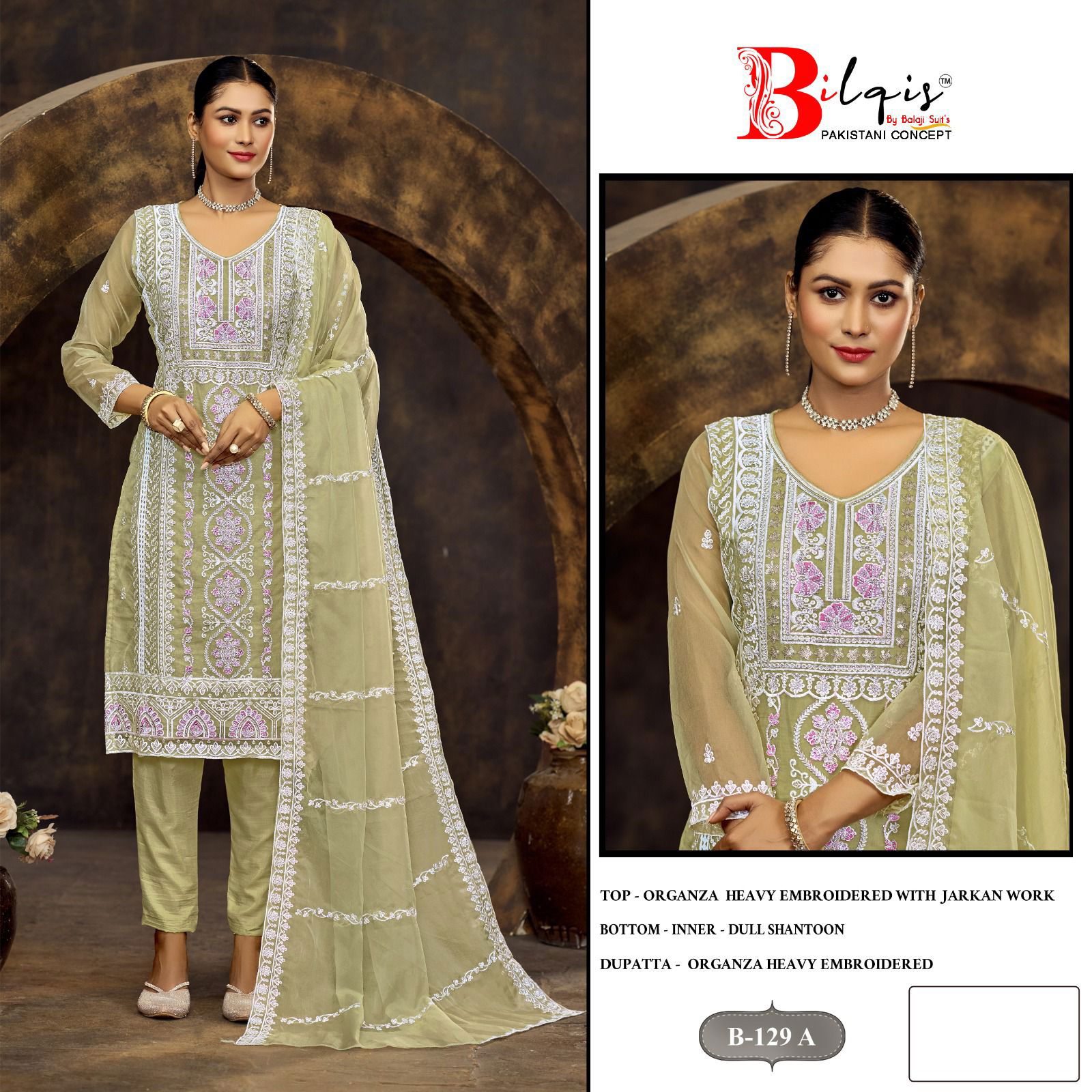 Bilqis B 129 A To D Organza Pakistani Suits Wholesale Shop In Surat