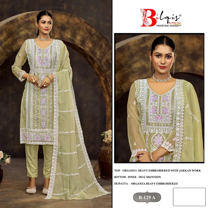 Bilqis B 129 A To D Organza Pakistani Suits Wholesale Shop In Surat