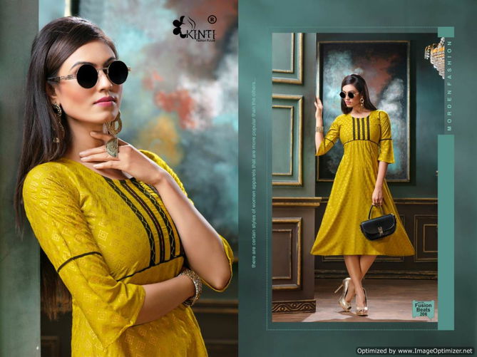 Kinti Fusion Beats Vol 2 Latest Golden Print Heavy Rayon Designer Kurtis Collection 