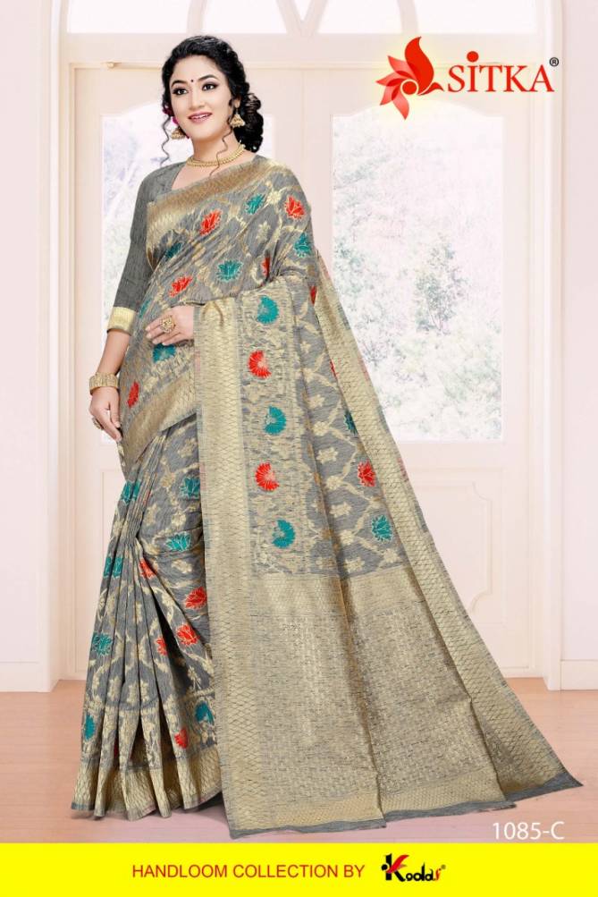 New Girl 1085 New Designer Party Wear Handloom Cotton Silk Saree Collection