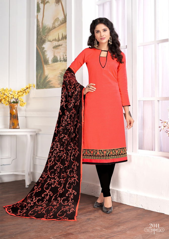 Latest Designer Regular Wear Churidar Dress Material Collection With Nazneen Dupatta