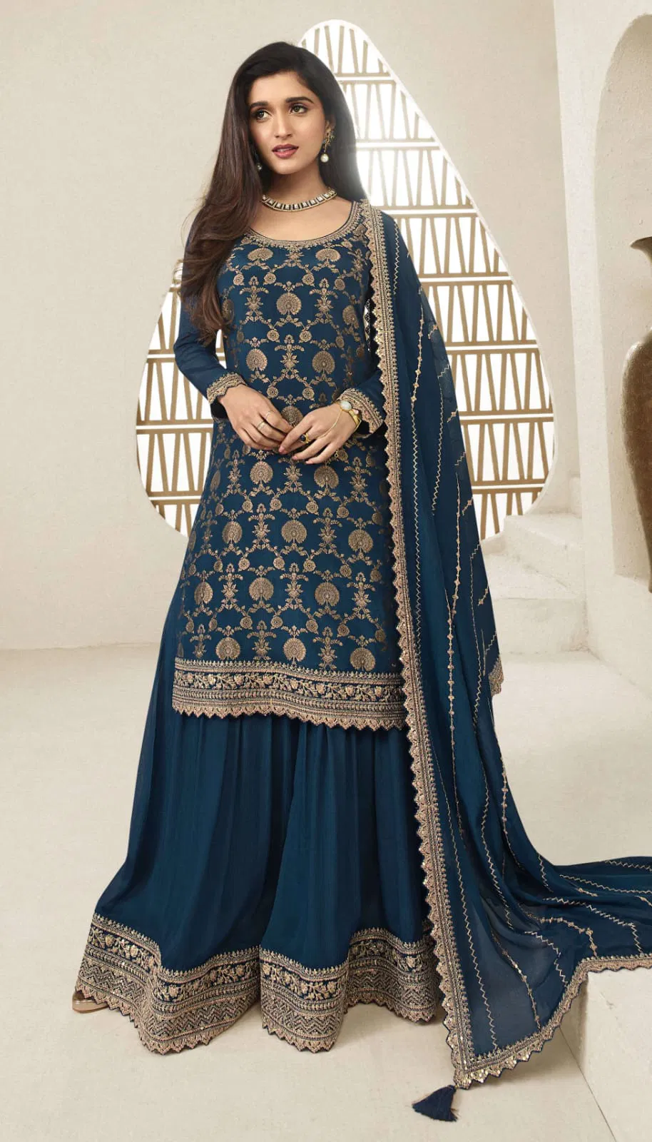 Karva By Vinay Chinon Embroidered Designer Sharara Suit Catalog