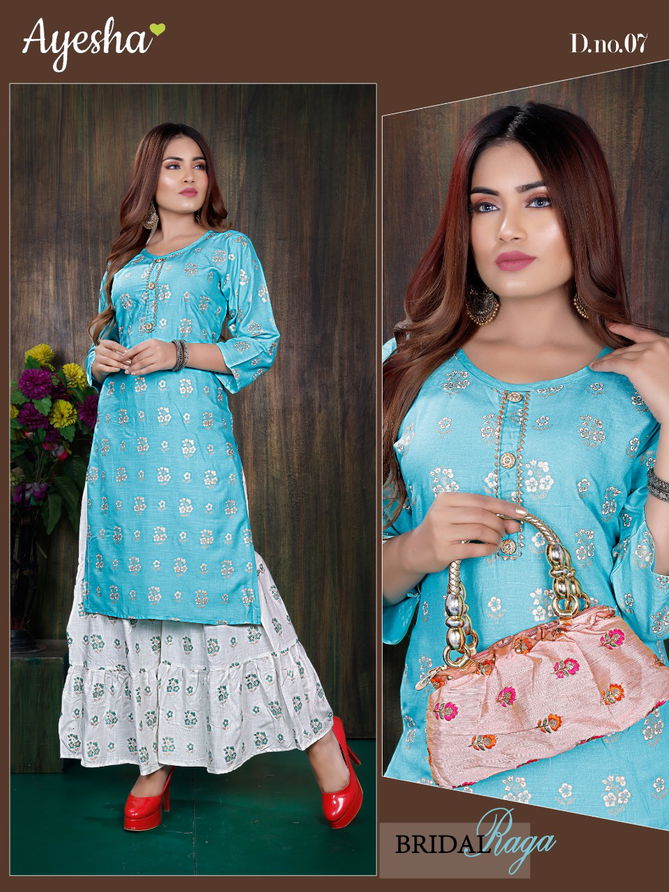 Ayesha Bhavya Latest fancy Designer Casual Wear Rayon Printed Kurtis With Bottom Collection
