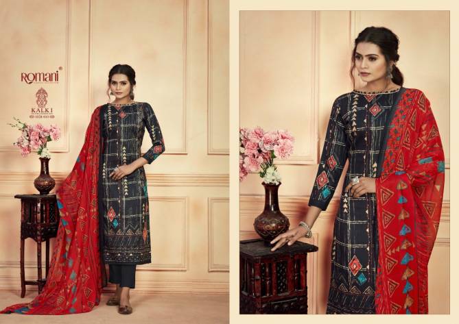 Romani Kalki Fancy Designer Ethnic Wear Jam Cotton Printed Dress Material Collection