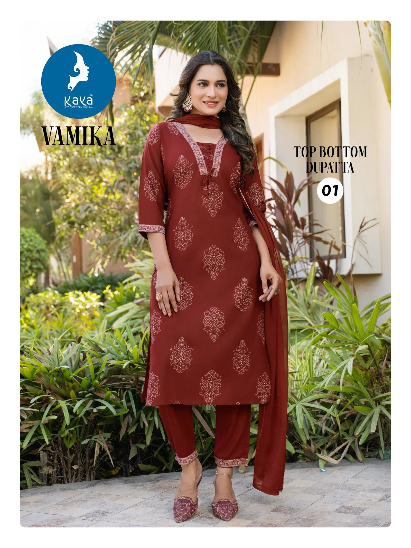 Vamika By Kaya Rayon Printed Kurti With Bottom Dupatta Orders In India